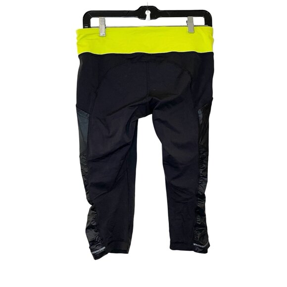 Lululemon Chase Me Crops Black Green Athletic Leggings Womens Size 8 - Picture 4 of 5